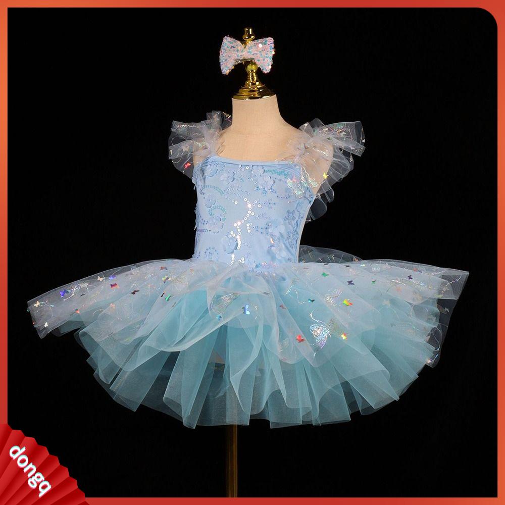 DONGQ Đầm sequin Váy ballet cho trẻ em Hoa Hiện đại Quần áo biểu diễn Thời trang Váy tiệc Trang phục khiêu vũ Bé gái