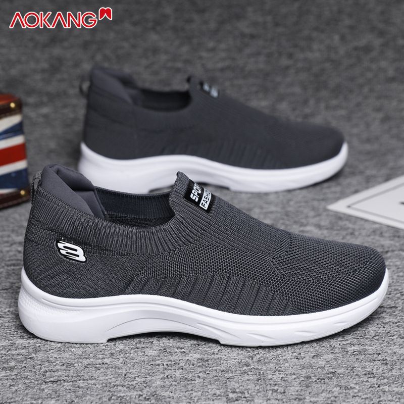 AOKANG Giày Vải cỡ lỡn Flyknit thoải mái trung niên và cao tuổi Giày Nam Giày cho các ông bố nhẹ