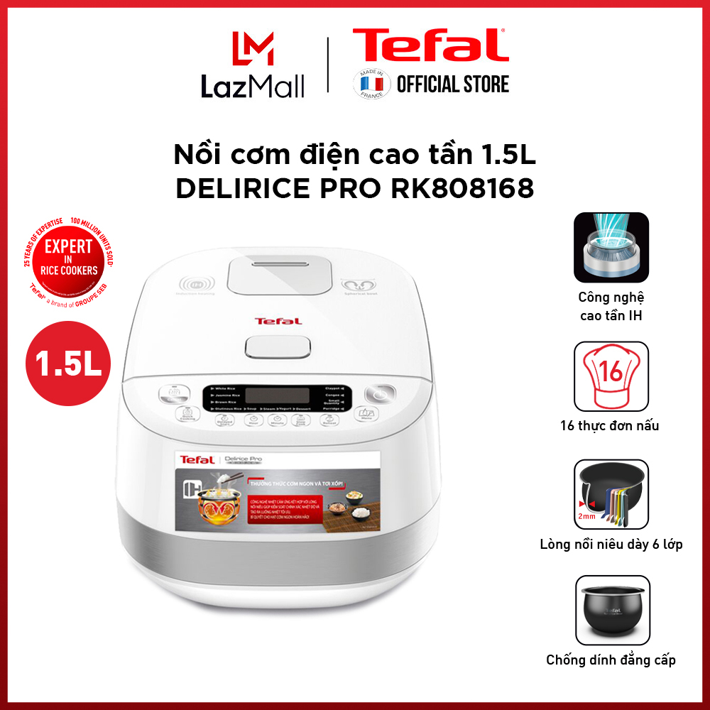 Nồi cơm điện tử cao tần Tefal 1.5L - Thương hiệu Pháp - RK808168 - Gian hàng chính hãng bảo hành 2 năm