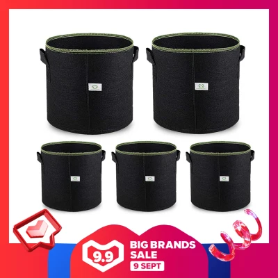 Hastra 5 Pack 5/7/10 Gallon Fabric Pots with Handles, Plant Smart Grow Bags Portable Garden Planter Heavy Duty Aeration Nonwoven Plant Fabric Bag