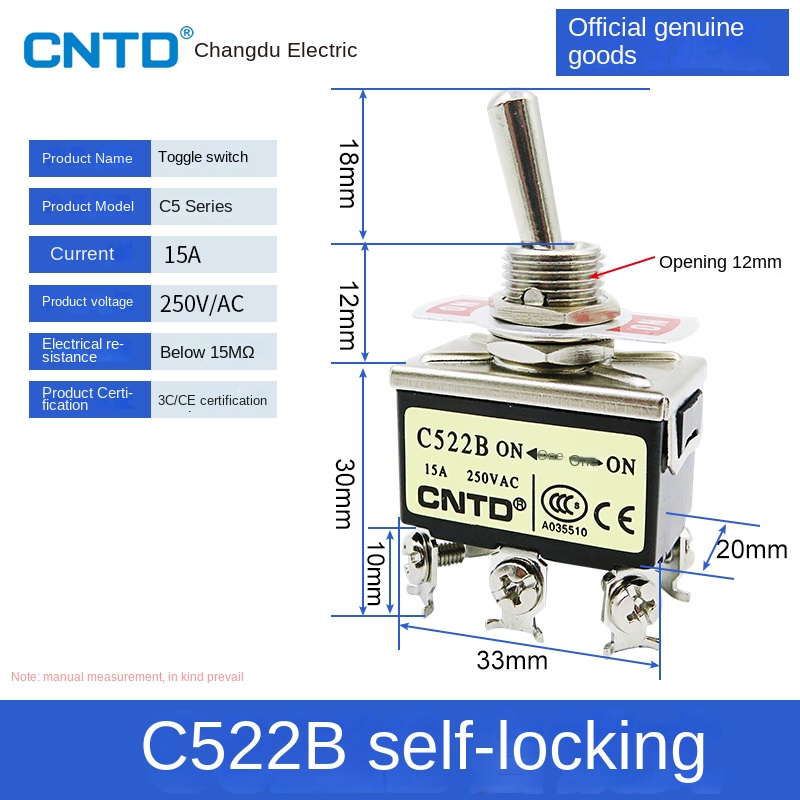 Công Tắc gạt C522b CNTD | C511B/C512B/C513B/C521B/C522B/C523B - Tự Khóa/Phục Hồi, 2-6 Chân, Có Nắp Bảo Vệ C5 Tự Động Hóa