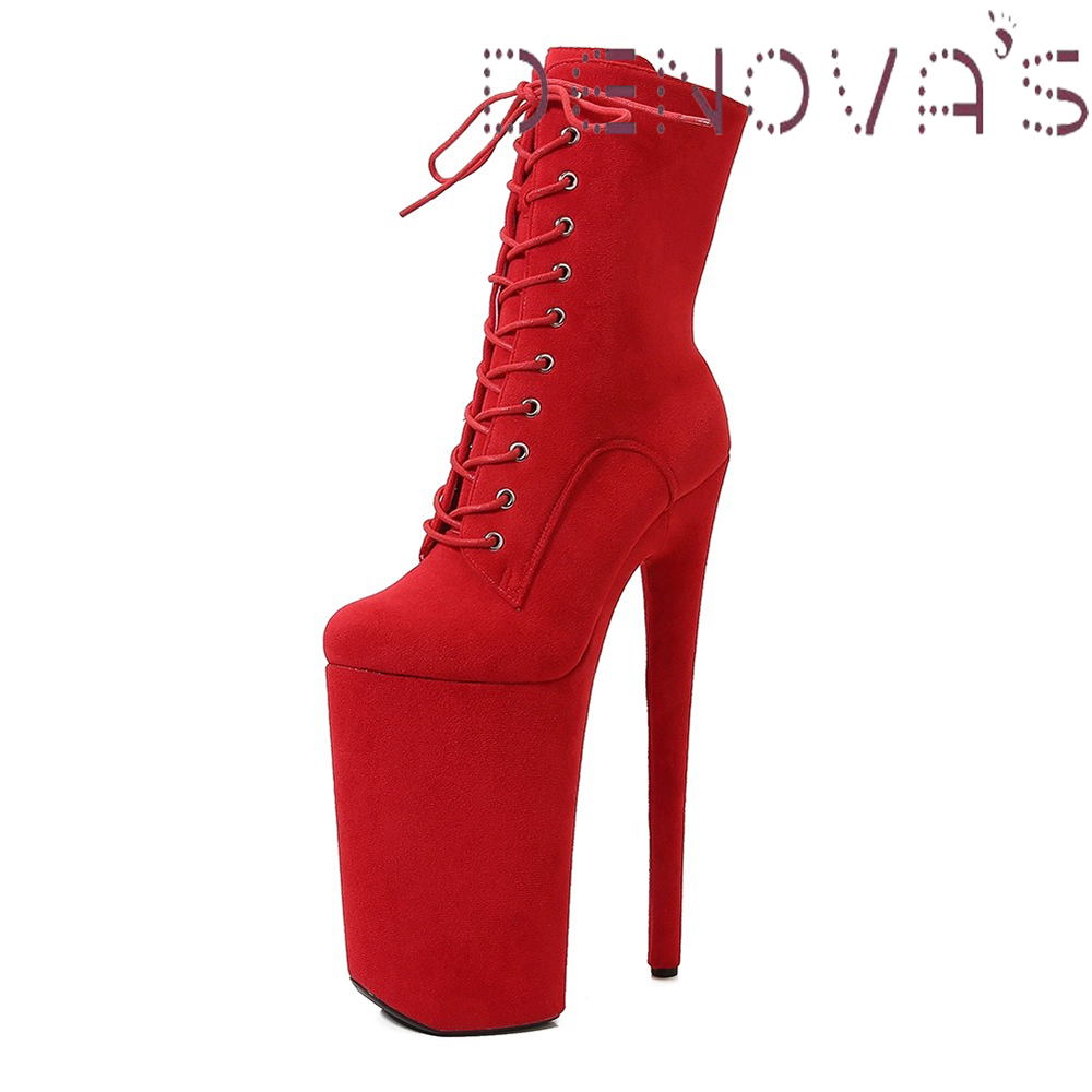 Denova's Women's Suede 10in Very High Heel Big Size Exotic Stripper Pole Dance Ankle Boot ราคา 6,662 บาท*ส่งฟรี