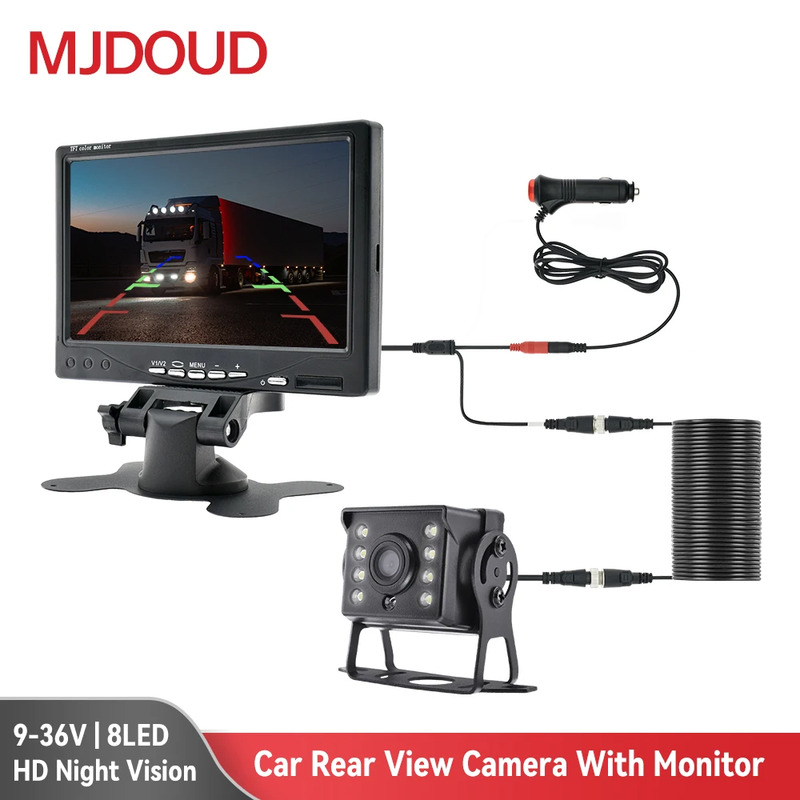Mjdoud quay đầu xe ô tô 7 "màn hình cho xe tải Trailer đậu xe 12-24V HD chiếu hậu với màn hình máy ả