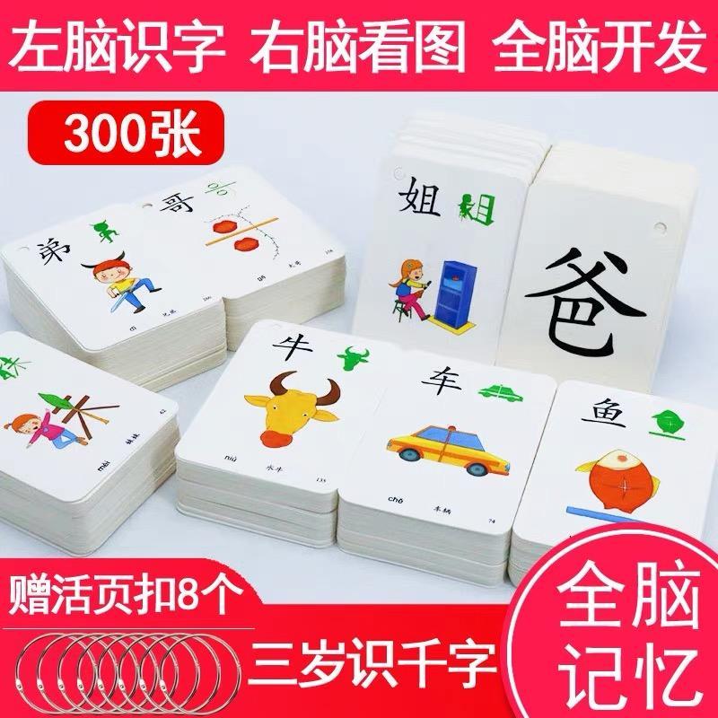 300pcs Learn Chinese Character Word Flash Cards Baby Train Brain Learning Word Card