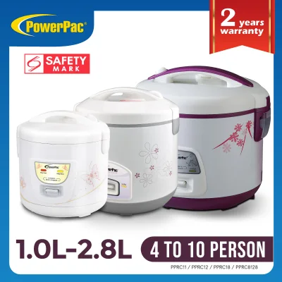 PowerPac Rice Cooker with Steamer 1.0L/1.2L/1.8L/2.8L (PPRC11/PPRC12/PPRC18/PPRC8128)