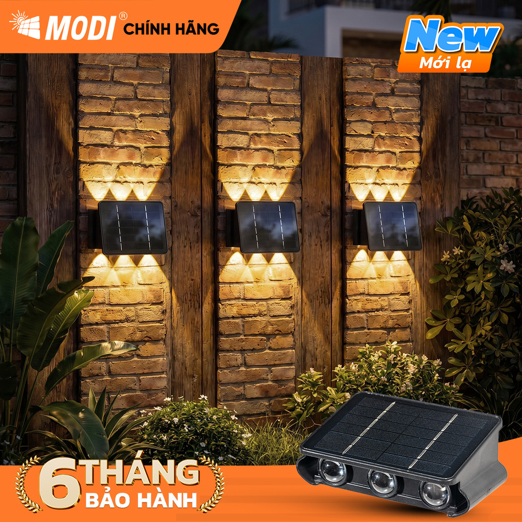 Đèn Hắt Tường 2 Đầu SWL-V6-PRO Năng Lượng Mặt Trời MODI SOLAR Gắn Tường Cầu Thang Ban Công