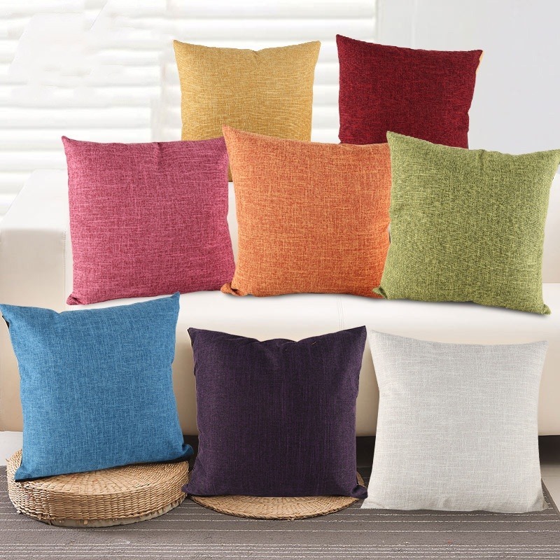 【BHQ FU】 45*45cm ปลอกหมอน ปลอกหมอนพิมพ์ สีทึบ วัสดุผ้าลินิน ราคา 49 บาท*ส่งฟรี