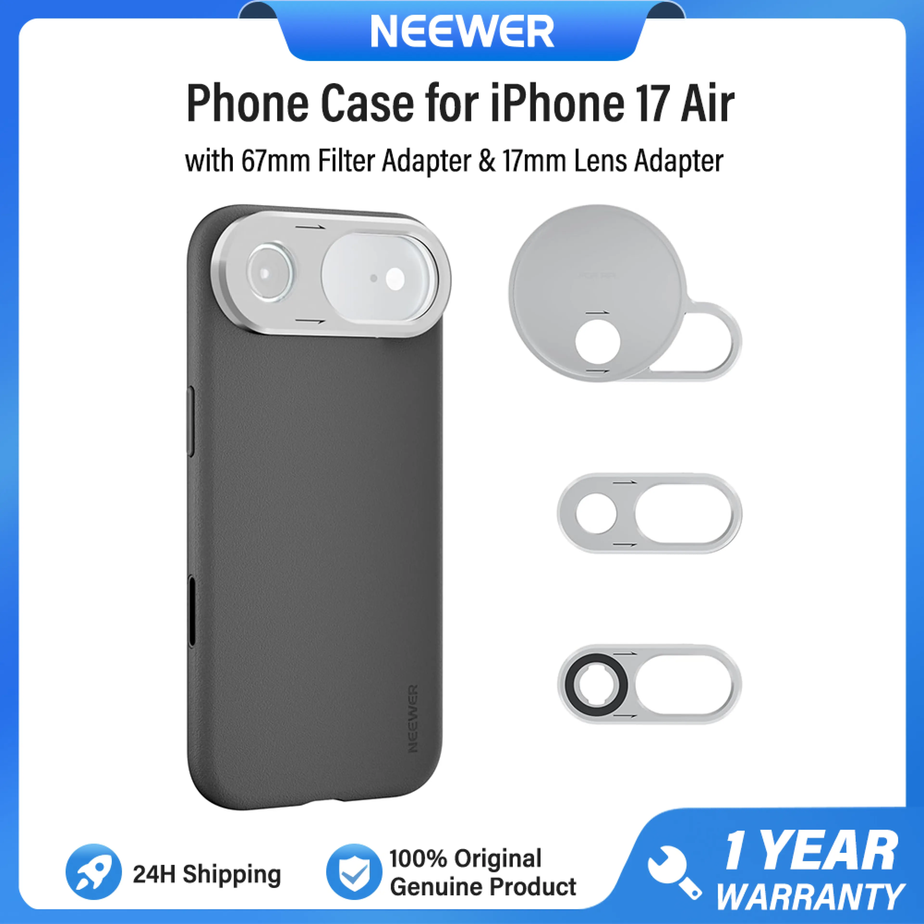 NEEWER Phone Case for iPhone 17 Air, with 67mm Filter Adapter & 17mm Lens Mounts, PA162