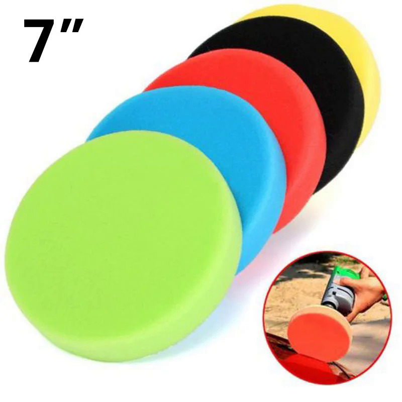 5 cái 7 inch 180 mét xe Vòng phẳng đánh bóng bánh xe bọt Buffing Sanding Pad đĩa miếng bọt biển mài Miếng đánh bóng cho công cụ quay