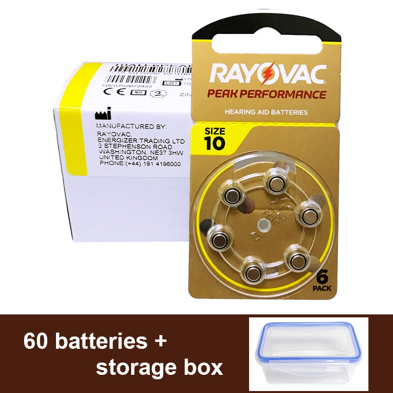 60x rayovac đỉnh máy trợ thính pin 10 a10 10a p10 pr70 cho cic trong kênh trong tai máy trợ thính 1.45v kẽm không khí nút pin **