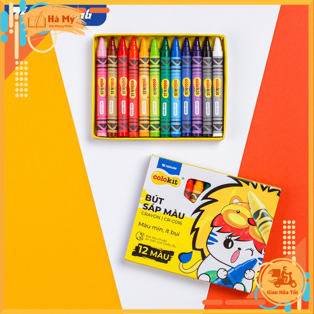 Bút sáp màu thiên long colokit 12 màu an toàn cho trẻ em cr-c016