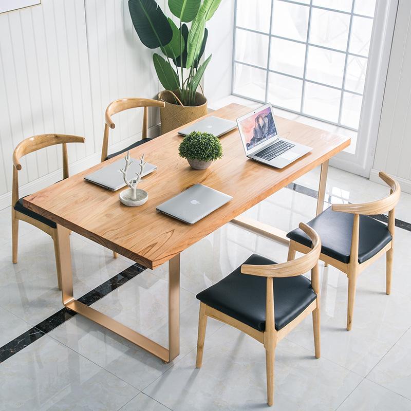 Minimalist Modern Household Dining Table Made of Solid Wood Small Apartment Complete Dining Tables And Chairs Set Simple Creative Iron Art Table Customizable