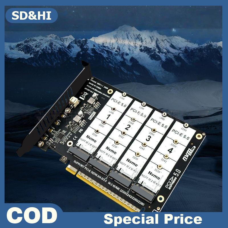 SD&HI Pcie5.0 X16 đến 4 cổng NVMe Adapter cho 2230 2242 2260 2280 M.2 ổ đĩa tối ưu hóa cho máy tính tiên tiến Giá 459,365 Đồng*Miễn phí vận chuyển