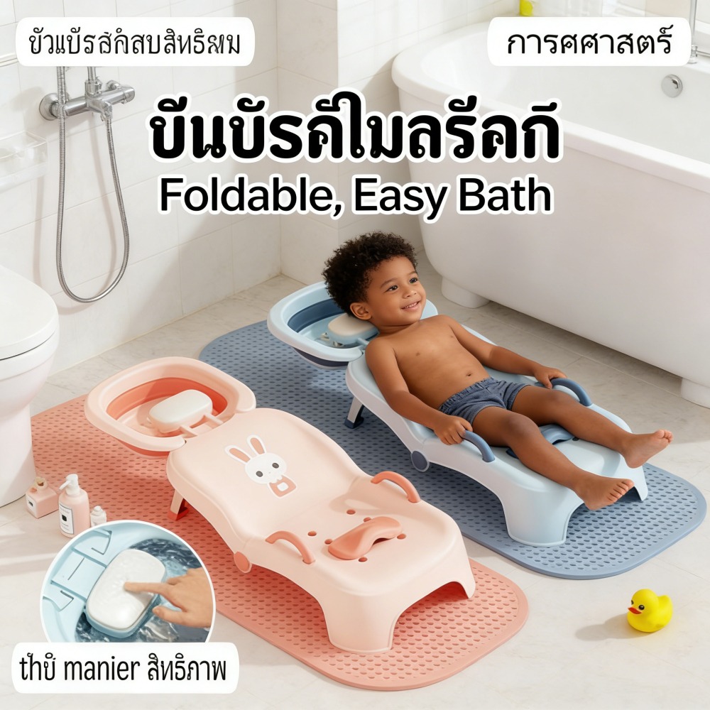 เตียงสระผมสำหรับง่ายต่อการใช้ พับเก็บได้เก้าอี้สระผมเด็ก สระผมเด็กง่ายต่อการใช้เตียงสระผม อาบน้ำลูกน้อยของคุณได้ง่ายขึ้น ราคา 483 บาท*ส่งฟรี