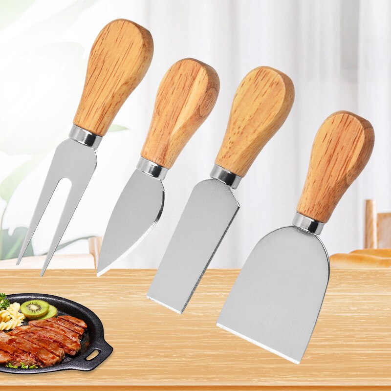 4 cái/Bộ tay cầm bằng gỗ bộ Bard Set sồi tre máy cắt phô mai Slicer Kit nhà bếp cheedse Cutter hữu ích dụng cụ nấu ăn