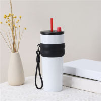 VIVOLILV【PH STOCK】900ML Water Bottles Tumbler Hot And Cold With Rope Large Capacity Straw Cup Outdoor Portable Big Plastic Cup【Big Sale】