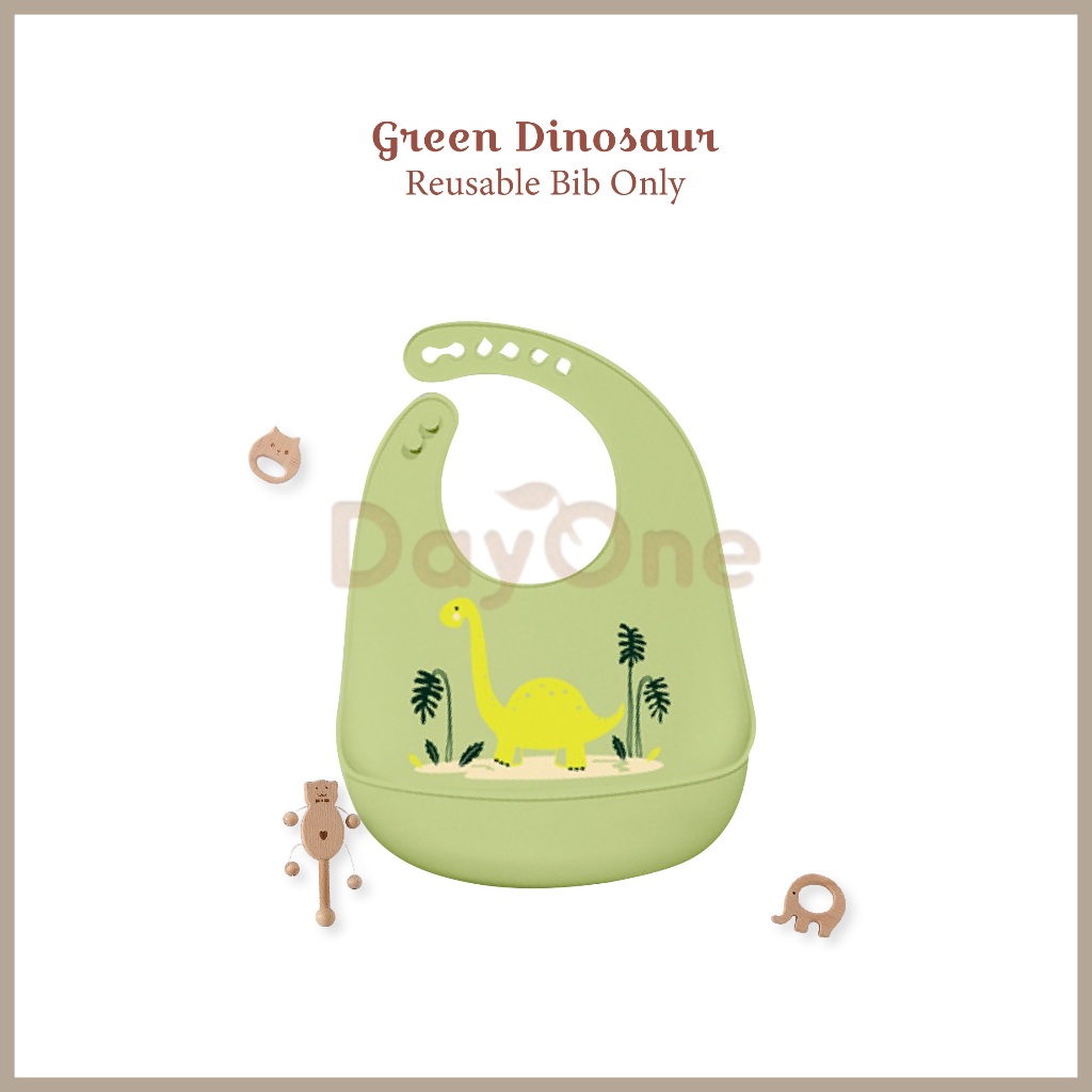 Day One FREE BOX Silicon Bibs Cute Cartoon Silicone Bibs Baby Waterproof Silicone with Case Silikon Bayi Kartun Comel