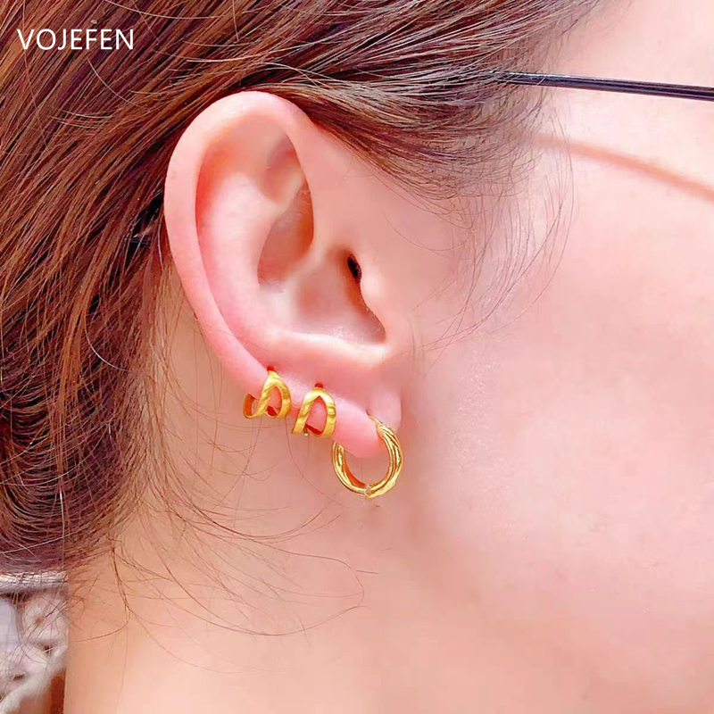[SHIFA] VOJEFEN 18K Earrings Jewelry AU750 Real Yellow Gold Rings Hoops Jewelry Thickened Earring Luxury Fine Jewel Original Wholesale ✬✫✩ · v2