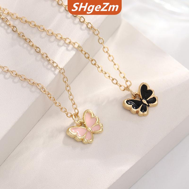 [COD] SHgeZm 1 bộ đồ trang sức ngọt ngào thiết lập bướm mặt dây chuyền giả ngọc trai Vòng Cổ Vòng đeo tay Bông tai thiết lập cho phụ nữ cô gái đồ trang sức phụ kiện