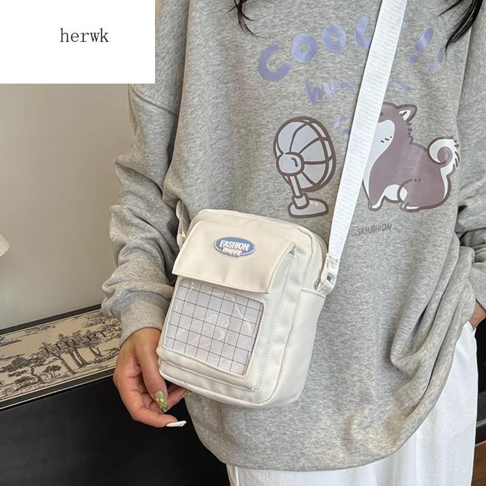 HERWK Canvas Túi Ita PVC Goth Túi trưng bày anime Y2K Túi đựng đồ Vai đơn Túi xách trong suốt Phụ nữ