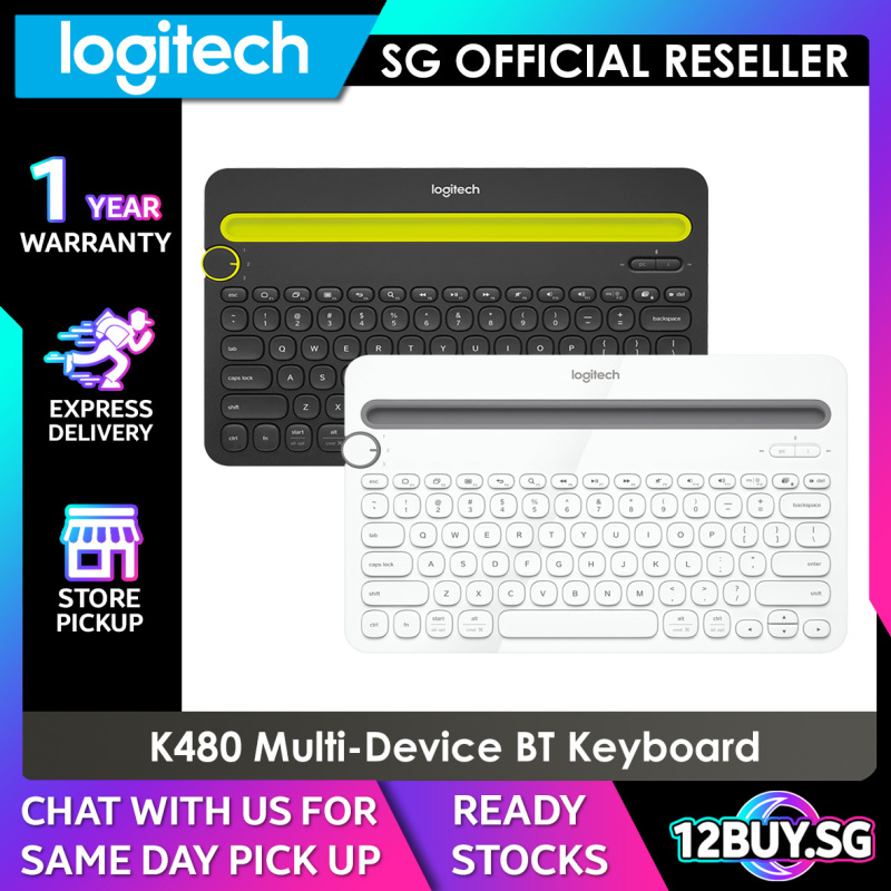 Logitech K480 Bluetooth Multi-Device Keyboard 12BUY.SG 1 Year Warranty Singapore