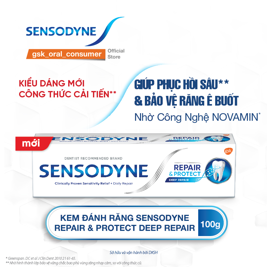 Kem đánh răng giảm ê buốt Sensodyne phục hồi sâu nhờ công nghệ Novamin