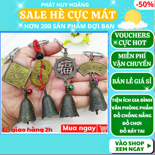 Móc khóa chuông Phật có khắc chú đại bi , Móc khóa chuông cổ trang độc đáo , Móc khóa chuông đồng phong thủy , Móc khóa chuông đồng mang may mắn tài lộc , Móc khóa chuông đồng thiết kế cực đẹp , Phát Huy Hoàng