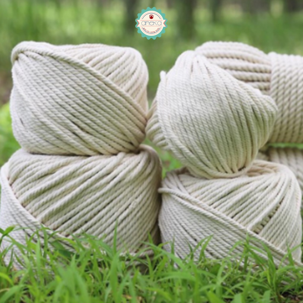 ANEKA - Macrame Makrame Tali Katun Off White Krem Putih - 100 Gr ( 1 mm 2 mm 3 mm 4 mm )