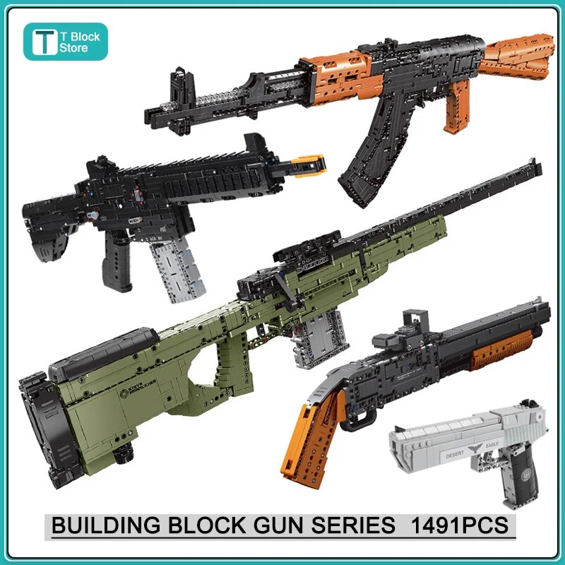 Compatible with LEGO Quân đội AK47 súng trường AWM bắn tỉa súng lắp ráp khối mô hình MOC quân đội sú