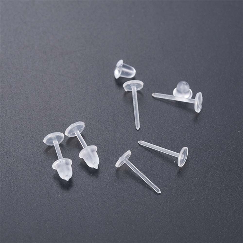 20Pairs Invisible Clear Plastic Stud Earrings Acrylic Post Silicone Back  Ear Pin