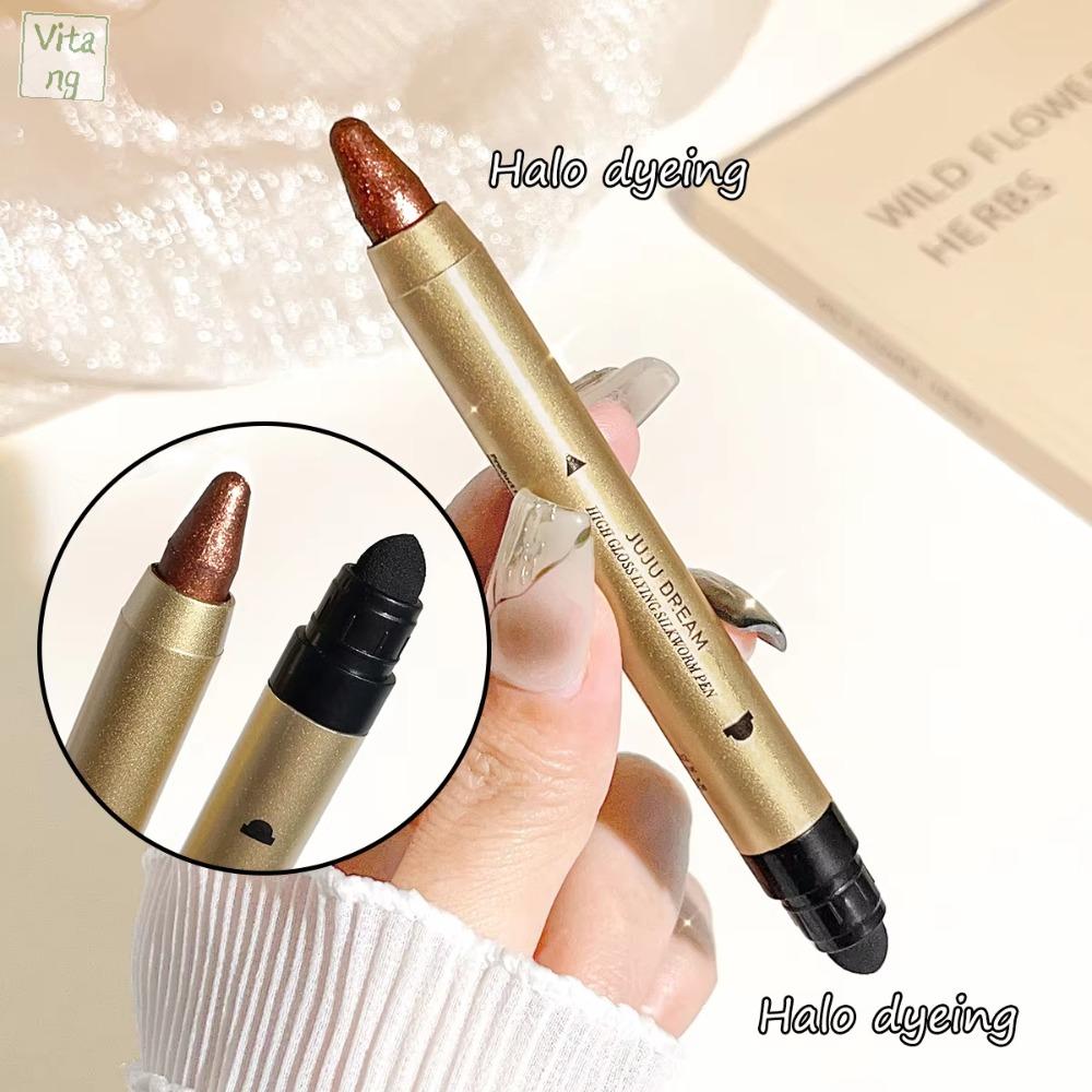 VITANG Chống dầu Bút phấn mắt lấp lánh Chống nước Đầu đôi Que phấn mắt Dễ dàng Chống nhòe Que highlight Aegyo Sal Phụ nữ