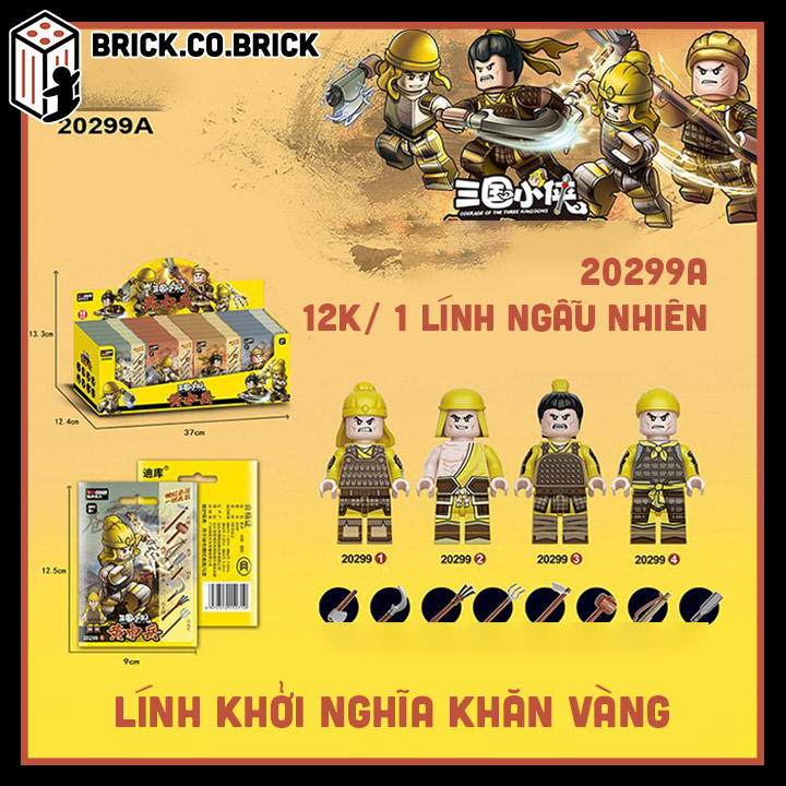 Lính khăn vàng mô hình three kingdoms đồ chơi lắp ráp lính khăn vàng tam quốc binh lính trung cổ 20299a