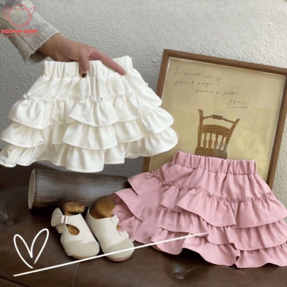 VGLPOP Mùa hè Váy lửng nữ Ngọt ngào Phong cách Hàn Quốc Váy ngắn trẻ em Thời trang Váy Bánh Váy nụ hoa nơ Công Chúa