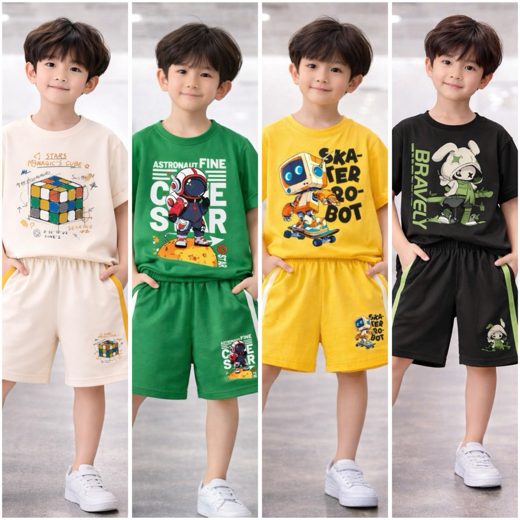 Sét cộc tay cho bé mẫu ROBOT Unisex cỡ đại 7-50kg