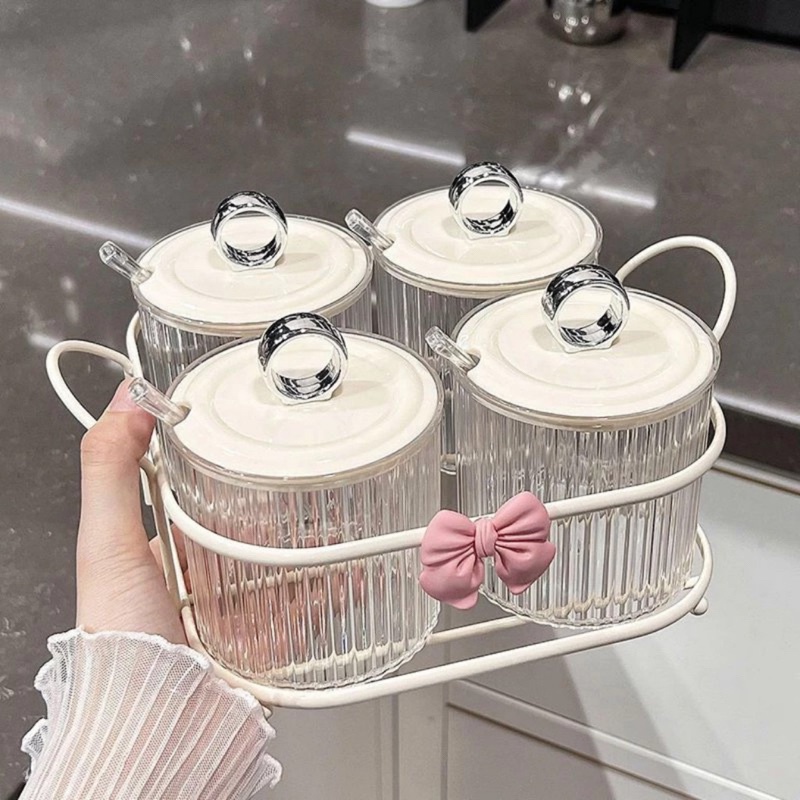 Set 3-4 hũ đựng gia vị/lọ đựng gia vị cao cấp có thìa -von accessories