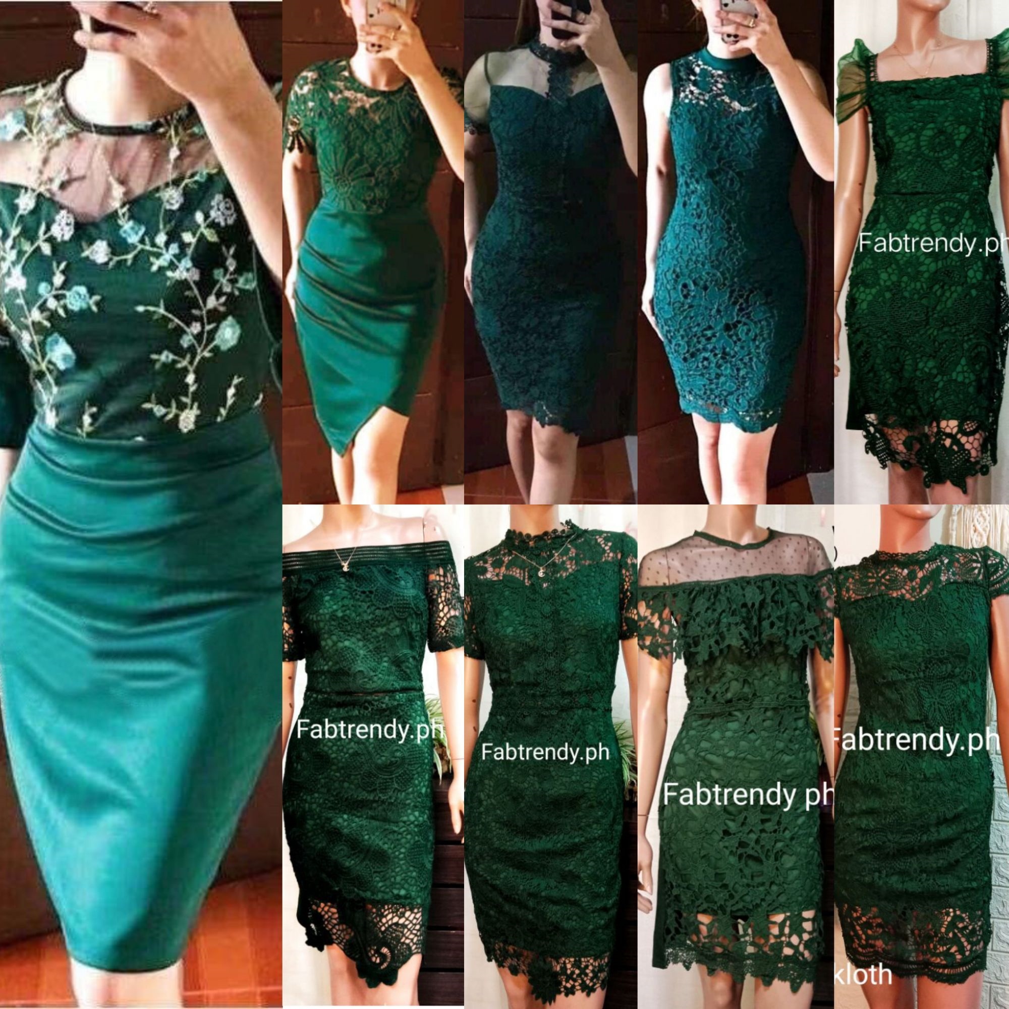 Emerald green best sale lace dress