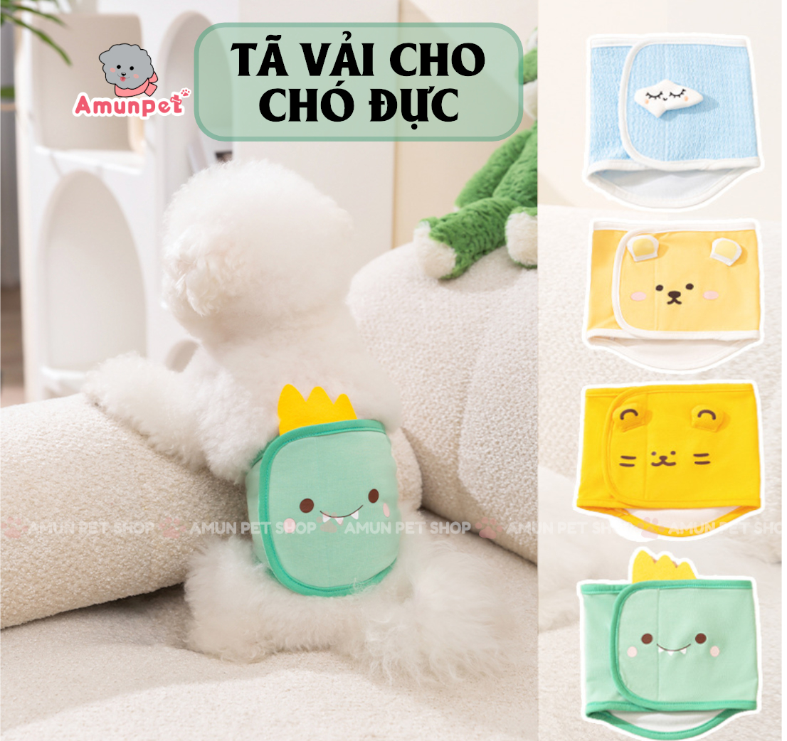 Bỉm tã vải cho chó đực quấn bụng tã sinh lý cho cún đực tái sử dụng nhiều mẫu dễ thương amun pet