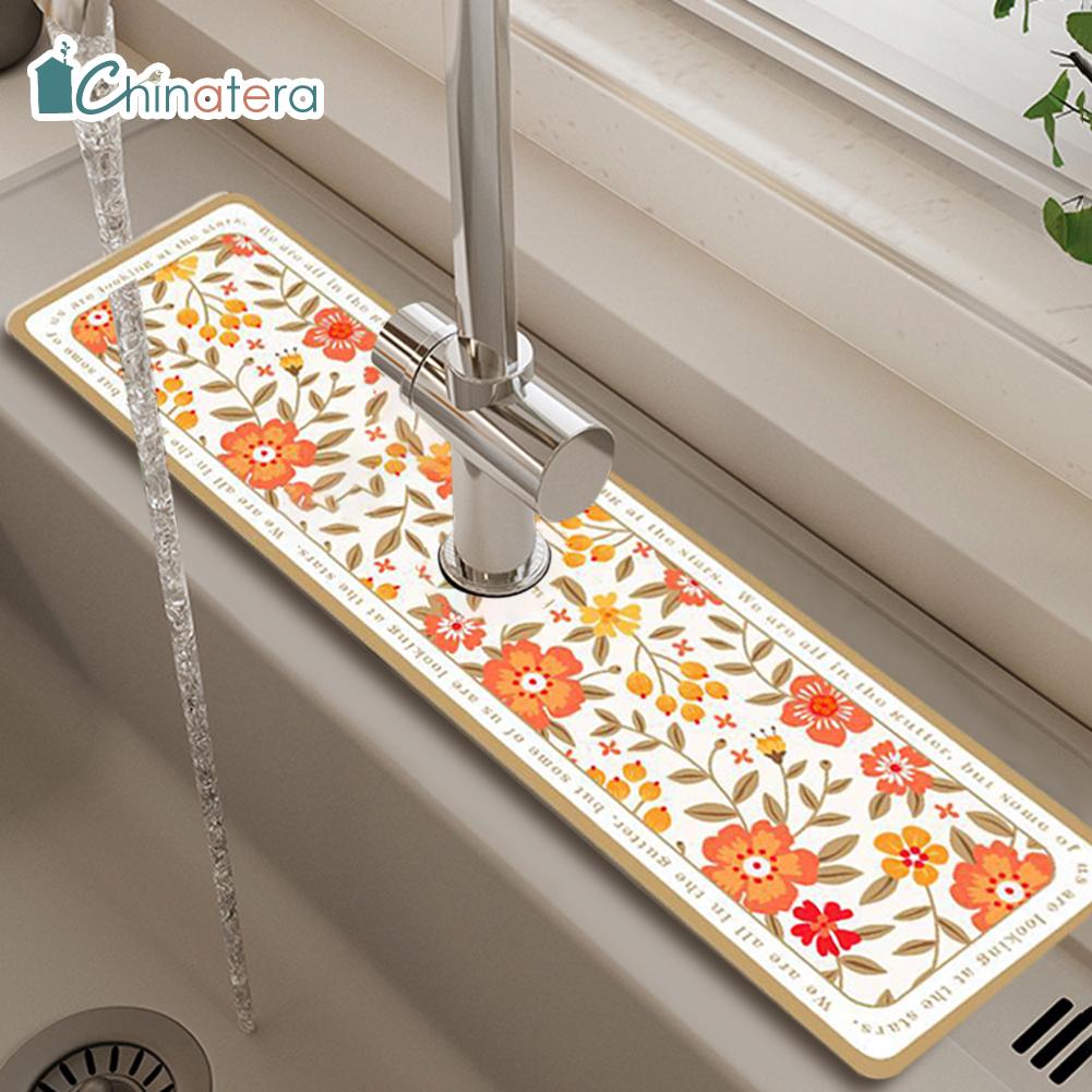 Chinatera Cổ Điển Vòi chậu tấm lót ráo nước hấp thụ nhà bếp Mat Polyester Cao Su Vòi Nước tấm chắn bùn Nhanh Chóng Làm Khô Diatomite Bồn Rửa Thấm Mat