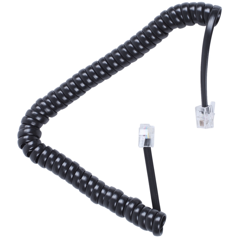 10X Replacement RJ9 4P4C Plug Coiled Stretchy Telephone Handsets Cable Line Black