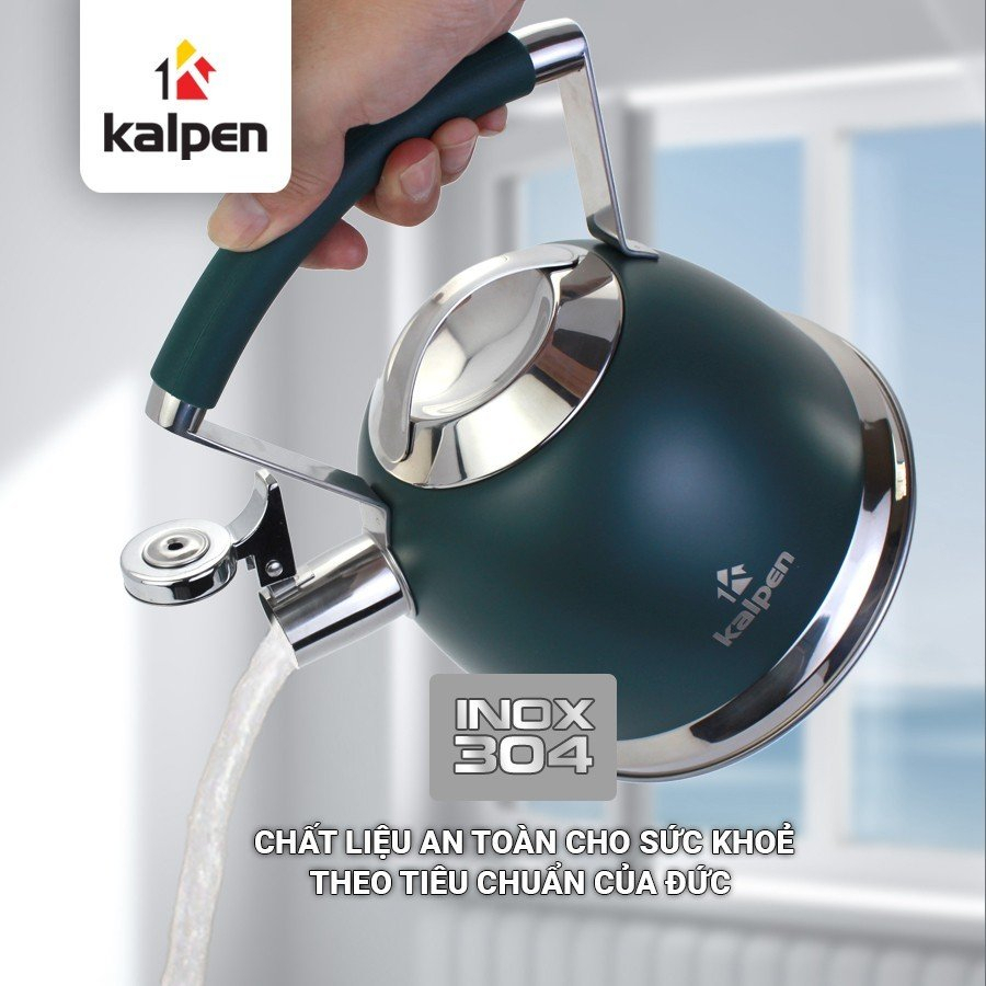 Ấm đun nước inox 304 5 đáy cao cấp Kalpen KK02-2.5L cho bếp từ bếp gas hồng ngoại..BH đáy từ 5 năm