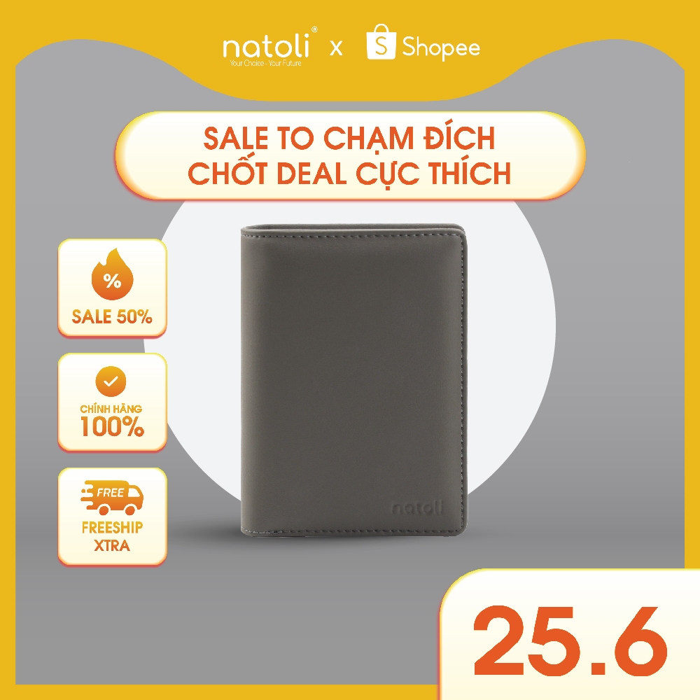 Ví nam dáng đứng cao cấp NATOLI gập đôi đựng thẻ BST Simple Vertical Wallet V3