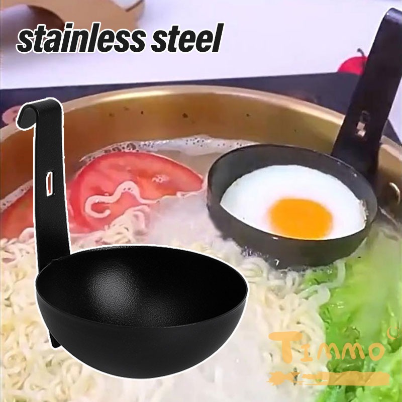 2Pcs Stainless Steel Egg Boiler with Hanging Hook Long Handle Round Egg Boiled Mold Creative Kitchen Cooking Steaming Gadgets