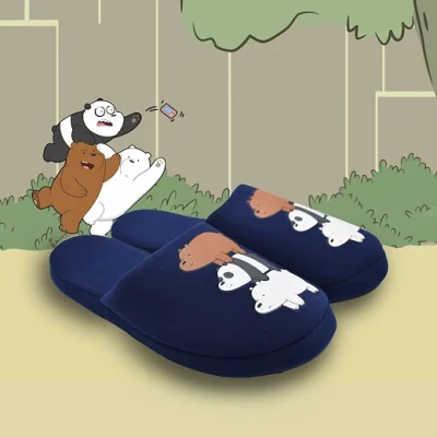 We Bare Bears Indoor/Bedroom Slippers Authentic Grizzly Panda Ice Bear - 86173