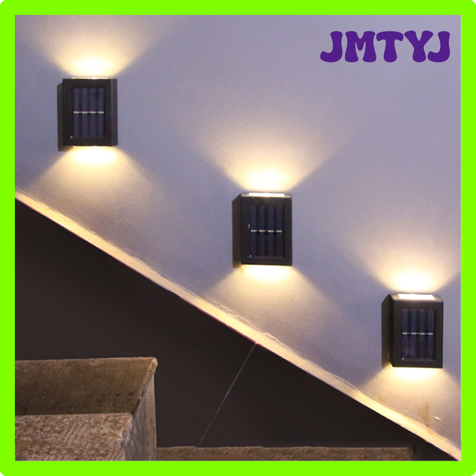 JMTYJ LED Solar Wall Lights Outdoor Waterproof Up and Down Luminous Solar Lamp Garden Decoration Path Stairs Fence Street Solar Light HRTHB