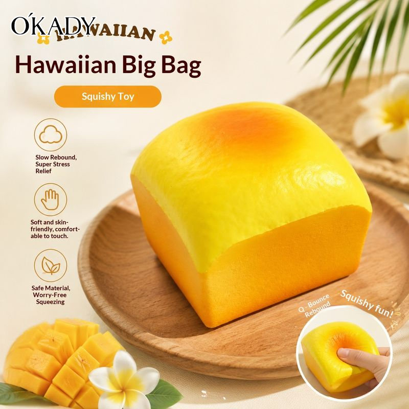 [Okady Squishy Toys, Squishy Squeeze Toys Anti-Stress Toys, Slow Squishies, Hawaiian Bread for Children and Adults, Soft Toys, Pu Stress Relief.,OKADY Hawaiian Bread Squishy Toy - Soft PU Stress Relief Play Food for Kids and Adults,] ราคา 62 บาท*ส่งฟรี