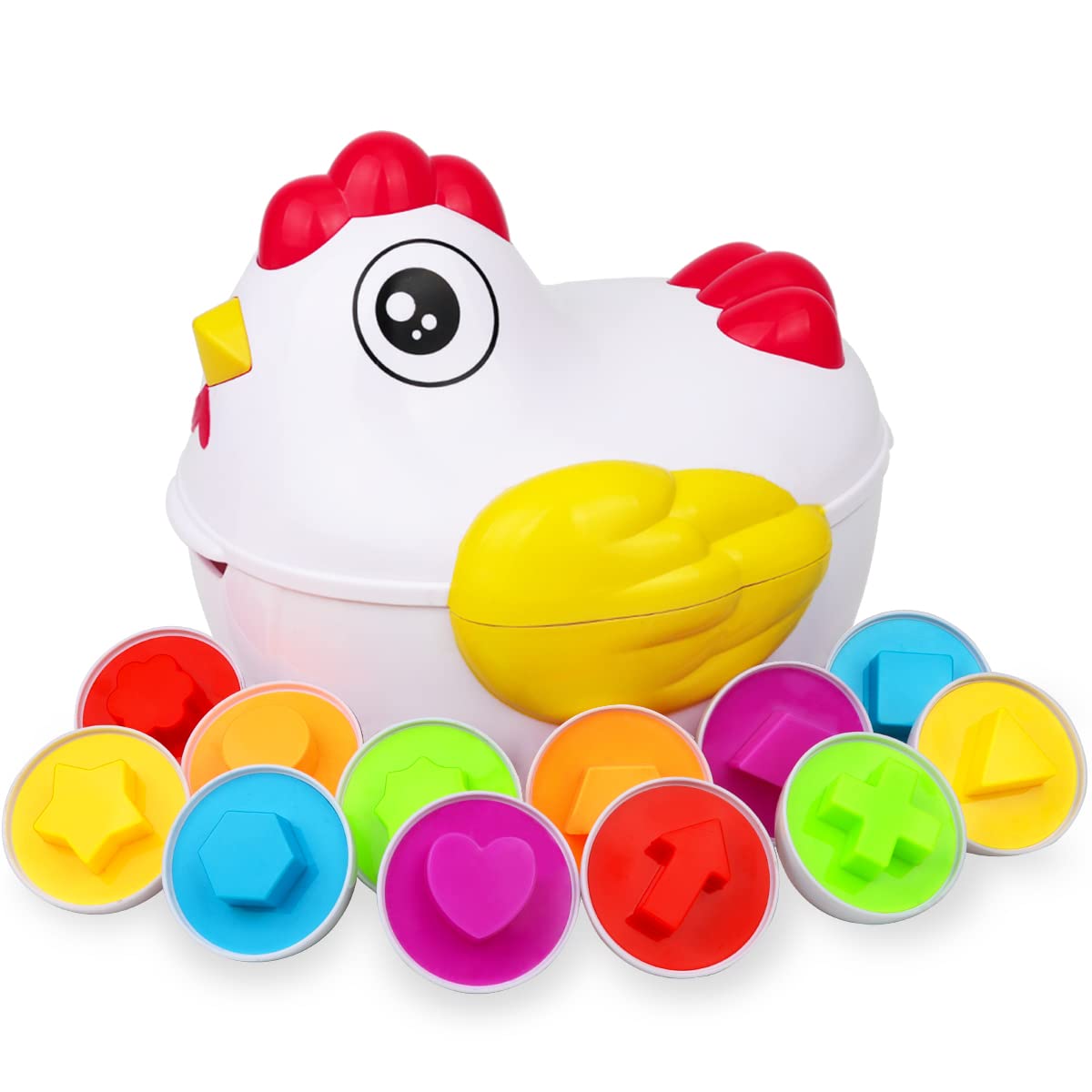 12 Matching Eggs Montessori Sensory Baby Toys Easter Eggs Chicken Colors