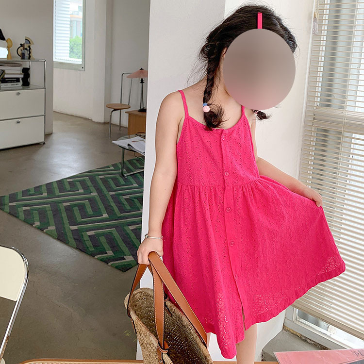 Váy Kỳ Nghỉ Cho Bé Gái Mùa Hè Hai Dây Ngọt Ngào Trẻ Em Váy Trẻ Em 3-8 Quần áo trẻ em một mảnh cho trẻ em
