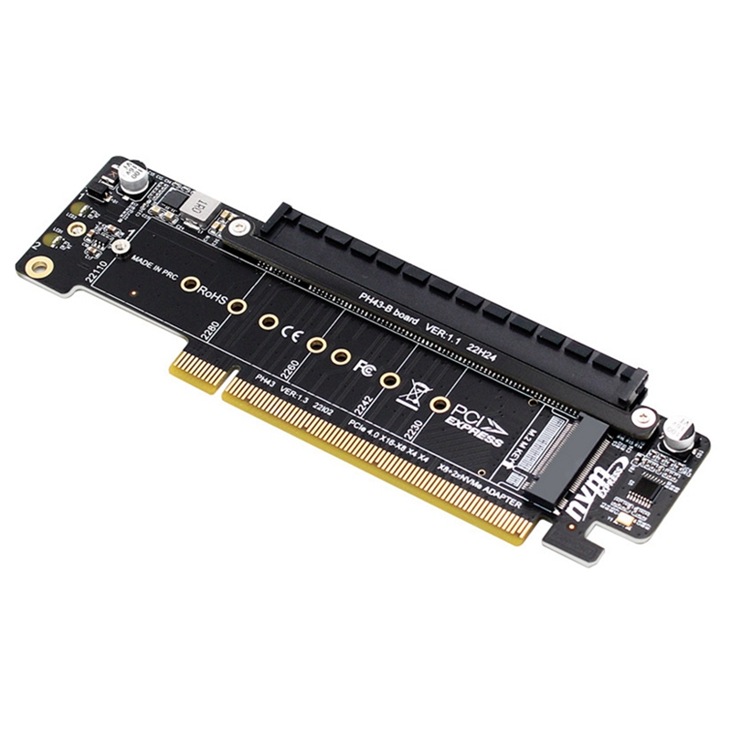 PCIE4.0 Split Expansion Riser Card PCIE X16 TO M.2 NVME SSD Adapter Card PCIE X16 to X8+X4+X4 Quad V