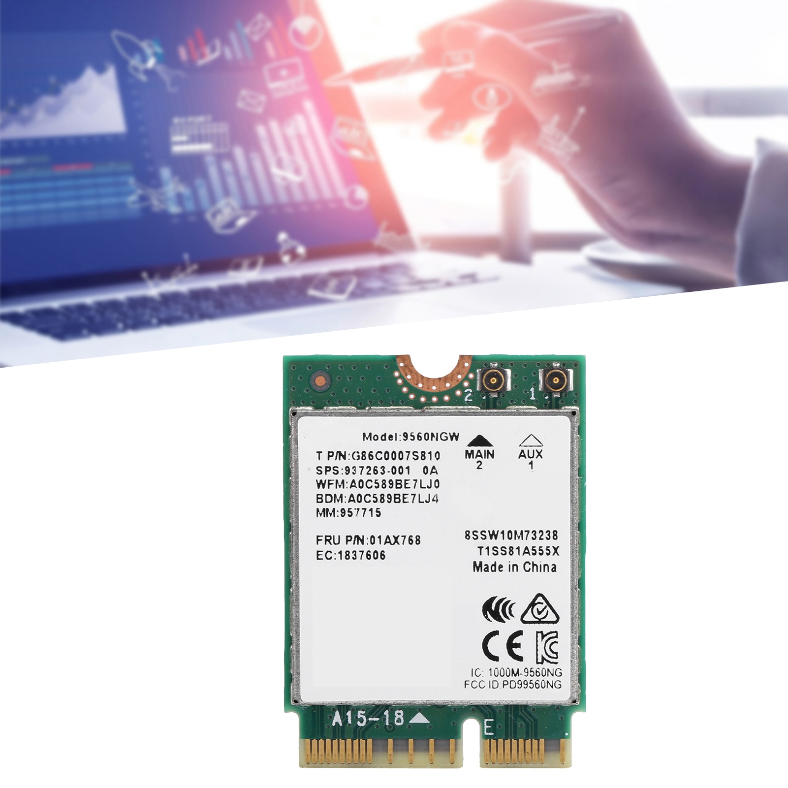 Các mạng không dây bluetooth5.0 802.11ac M.2 Bộ điều hợp Wi-Fi với ăng-ten 9560ngw 1730Mbps