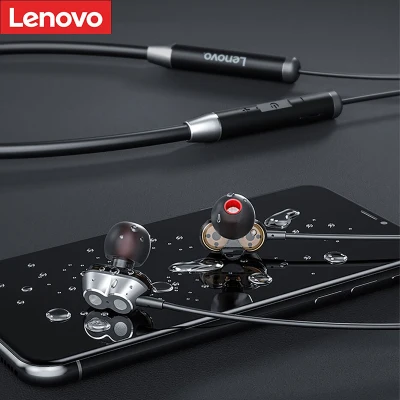 Lenovo HE08 Earphone Bluetooth 5.0 Wireless Headset Magnetic Neckband Headphone IPX5 Waterproof Sport Earbuds with Noise Canceling Mic